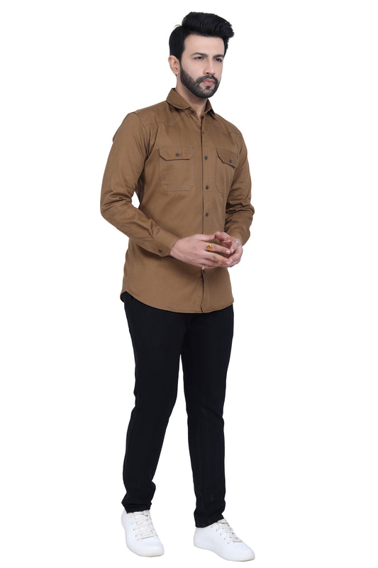 Classic Light Brown Double Pocket Shirt