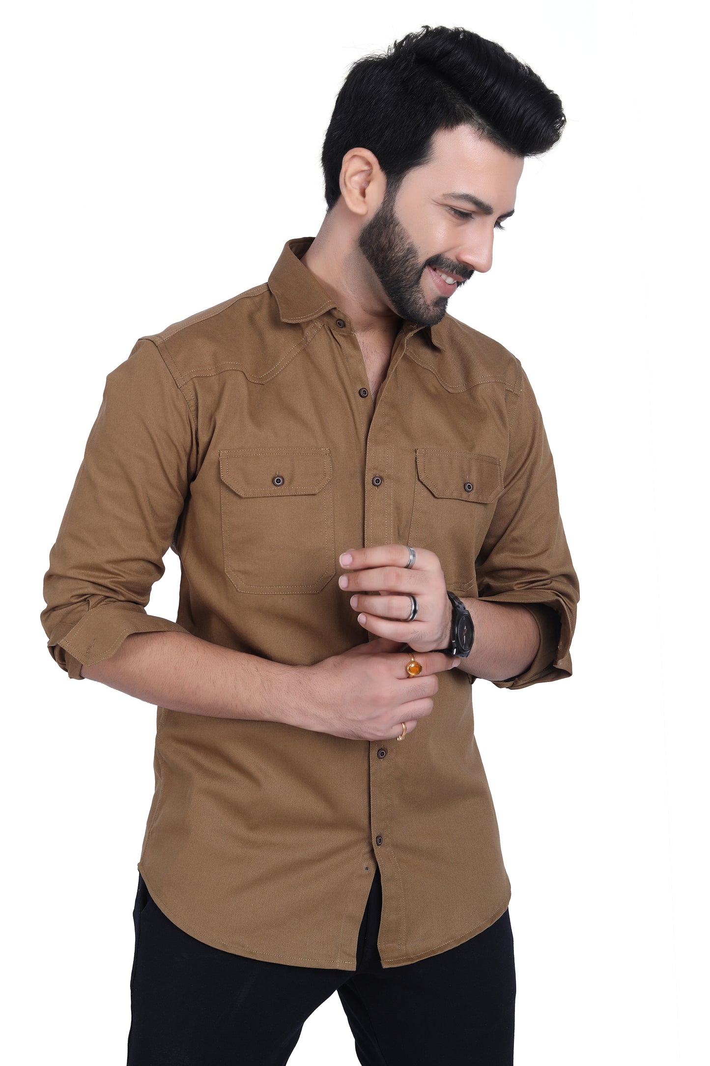 Classic Light Brown Double Pocket Shirt