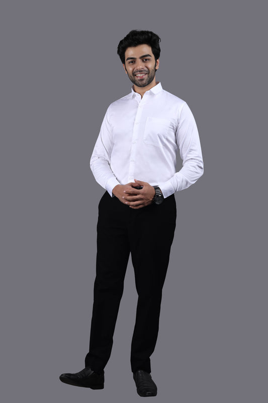 CLASSIC WHITE COTTON SATEEN SHIRT