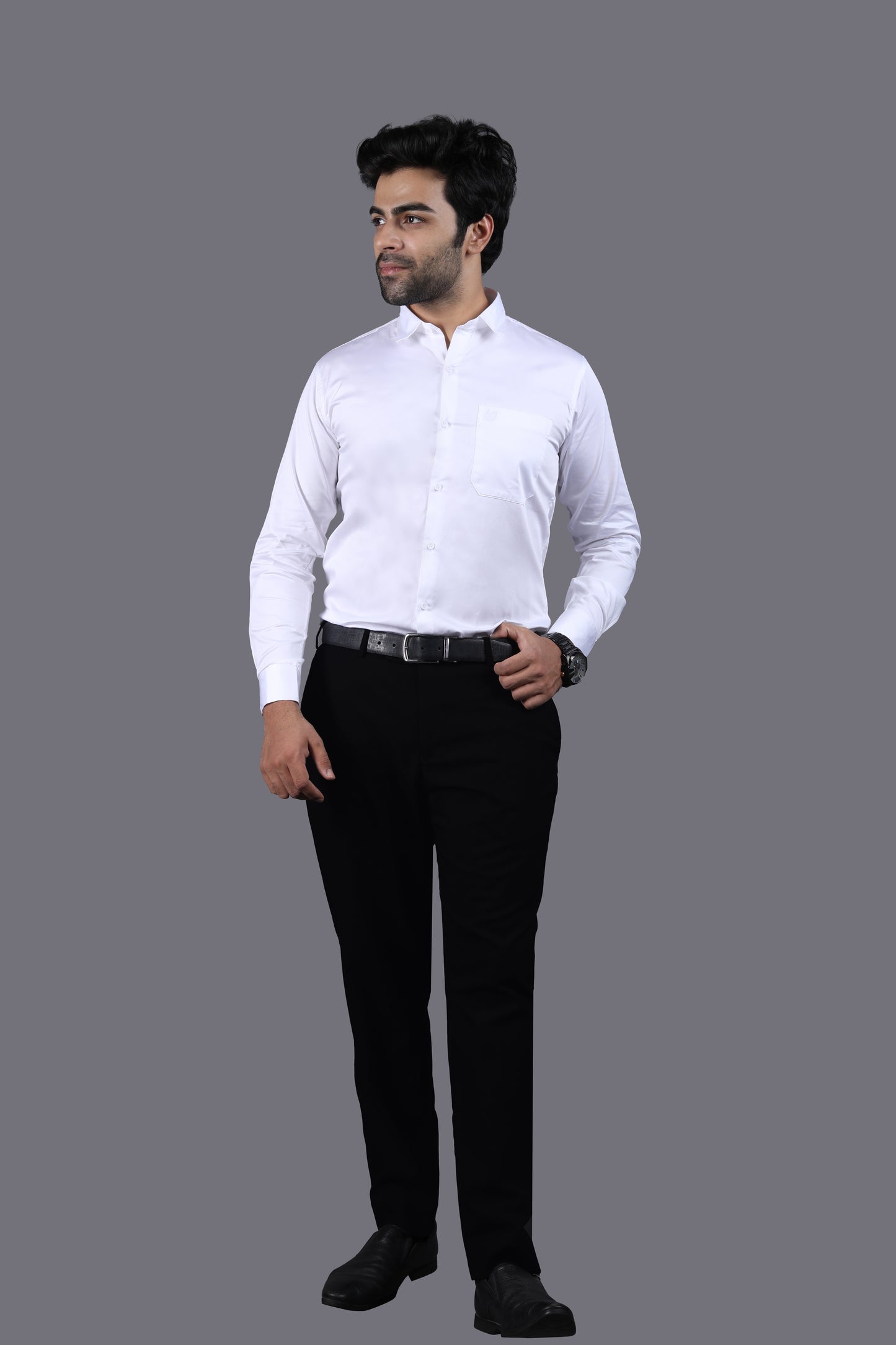 CLASSIC WHITE COTTON SATEEN SHIRT