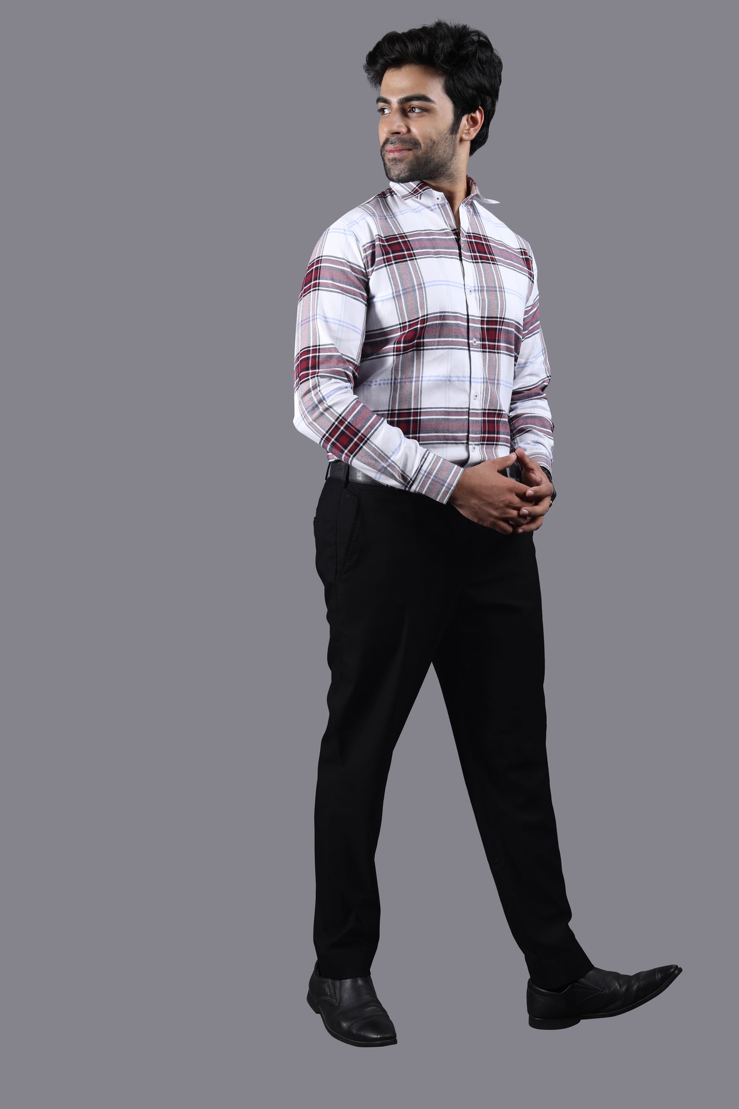 Red &White Big Checks Twill Weave Shirt